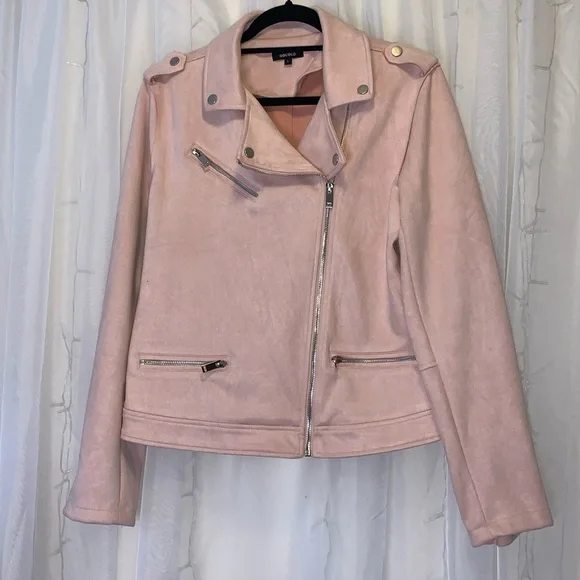 Light Pink Soft Moto Style Jacket - Picture 3 of 5